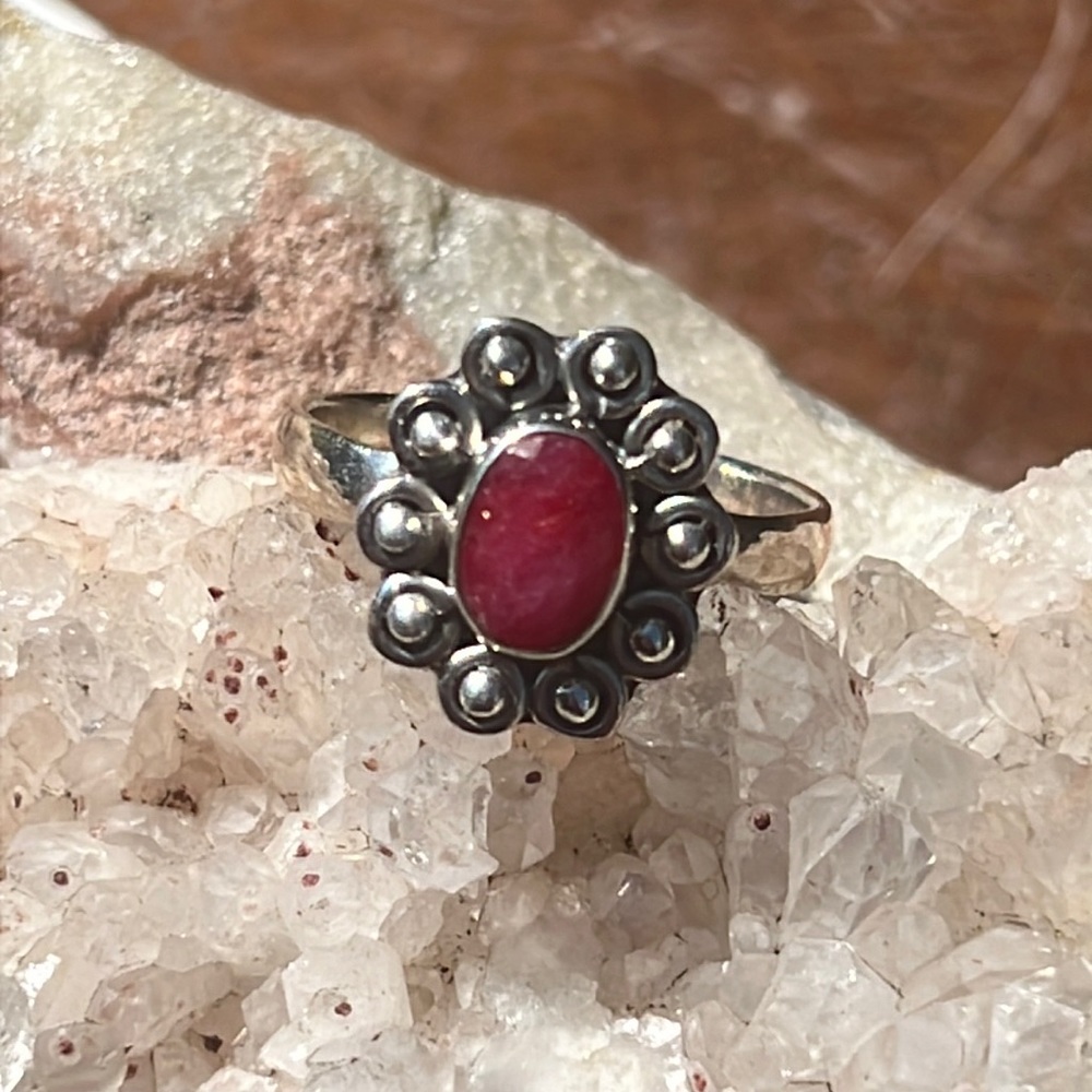 RUBY 925 STERLING SILVER RING, SIZE 7.5